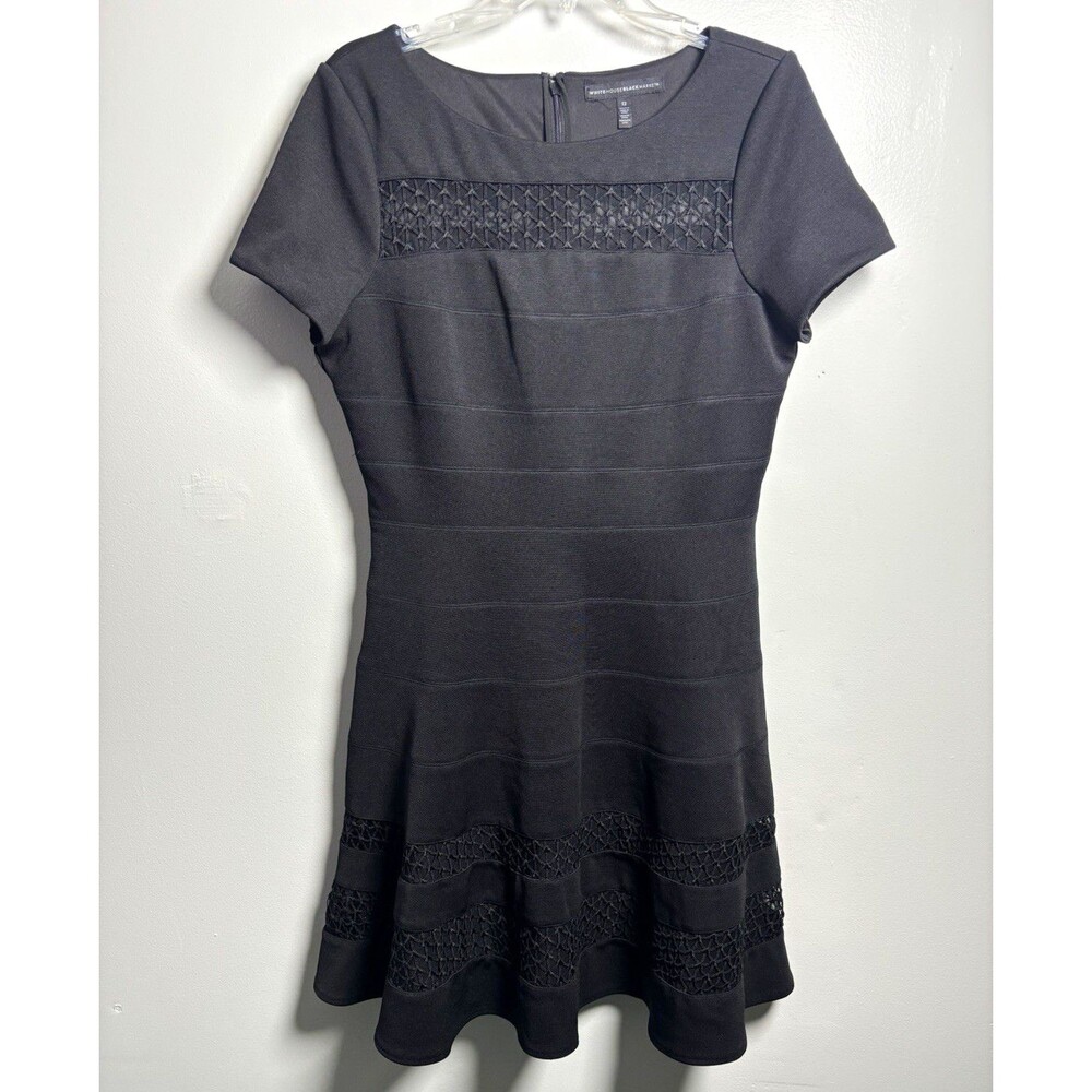 White House Black Market Black Lace Mesh Lined Fit & Flare Dress 12